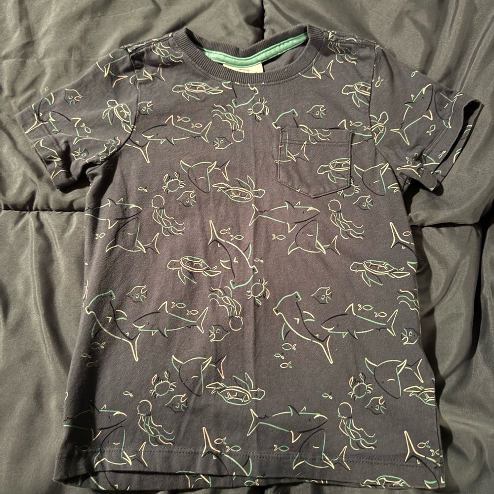 Kids' Gray T-Shirt with Sea Creature Print